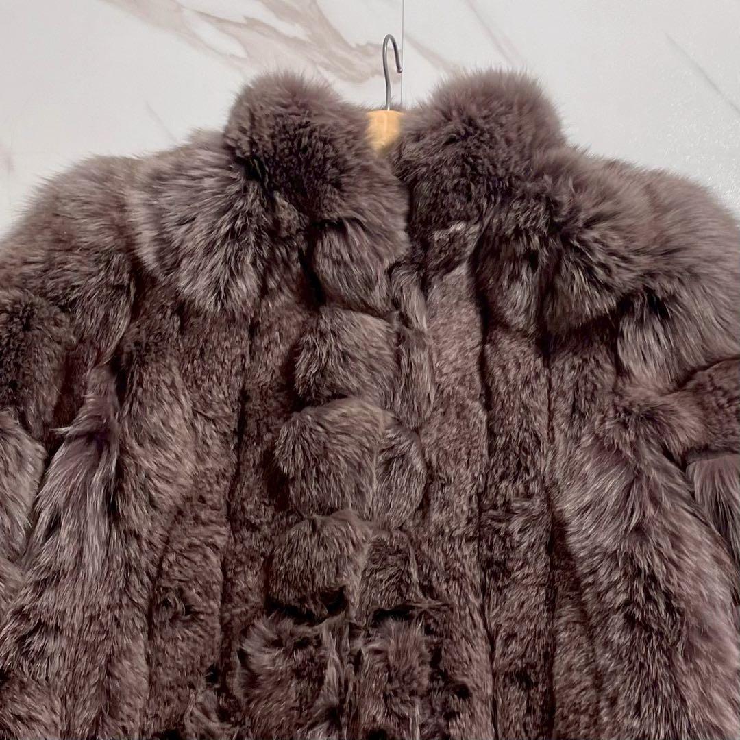 【13号】フォックス リアルファー コート SAGA FOX 毛皮 パープル系