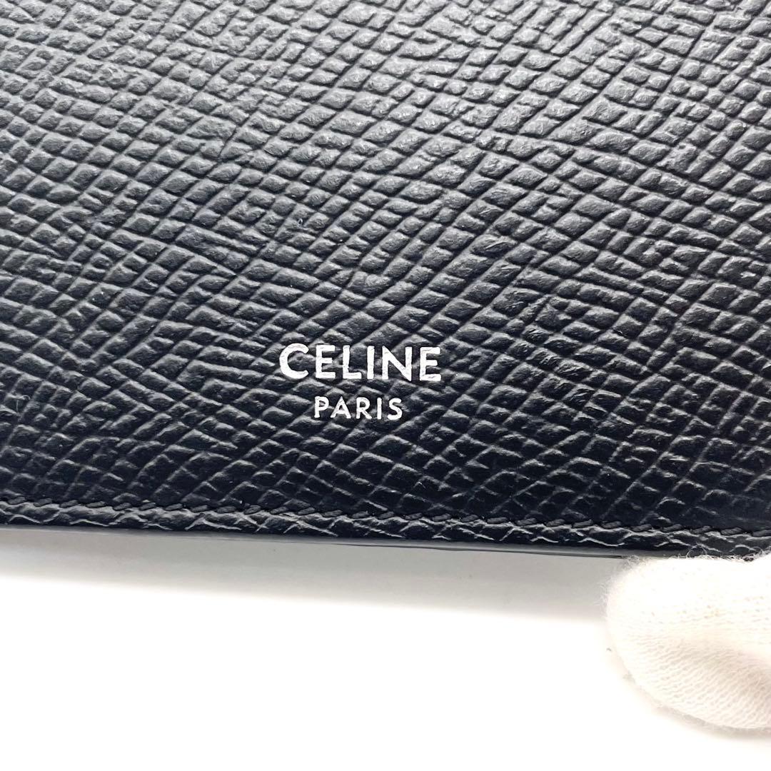 【極美品】現行 セリーヌ マネークリップ レザー ビルクリップ ブラック ロゴ