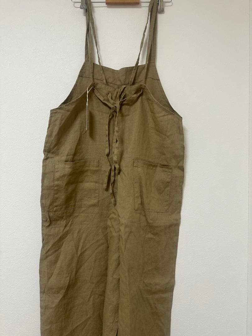 新品タグ付き！かぐれ リネンサロペット　ベージュ