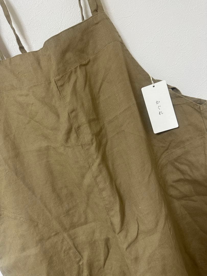新品タグ付き！かぐれ リネンサロペット　ベージュ
