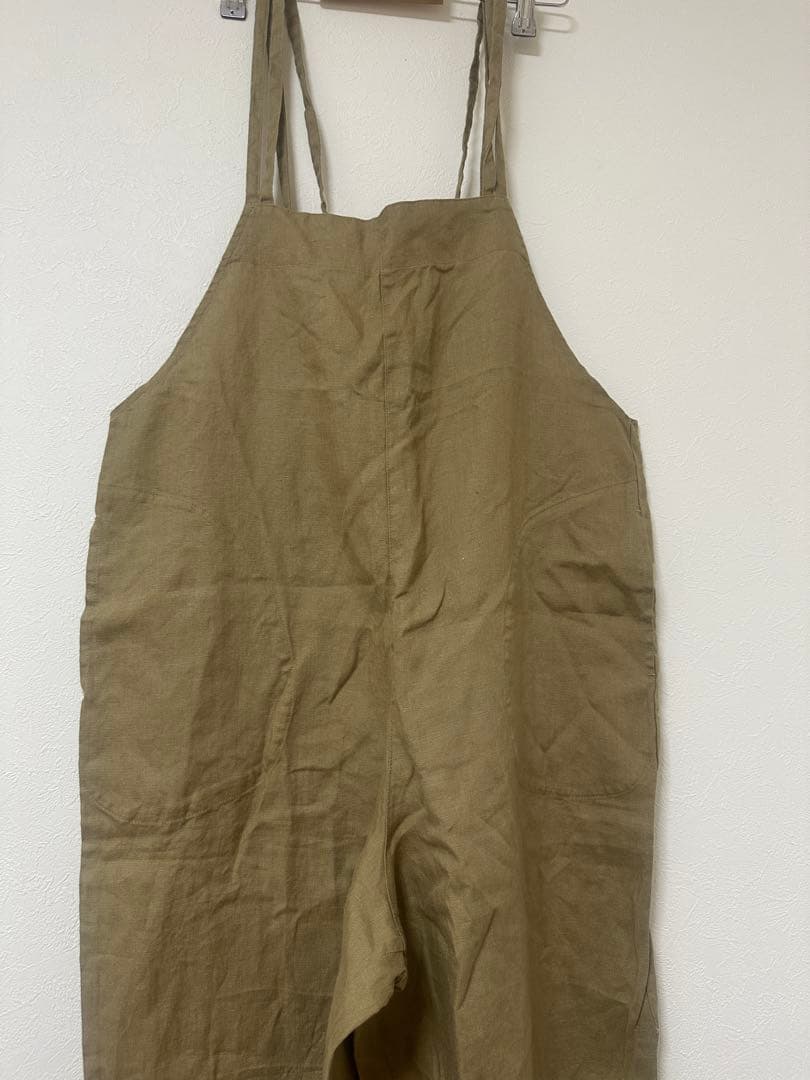 新品タグ付き！かぐれ リネンサロペット　ベージュ