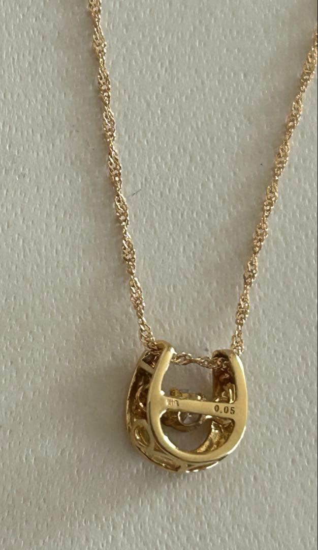 K18YG ホースシュー　ダイヤ　ネックレス