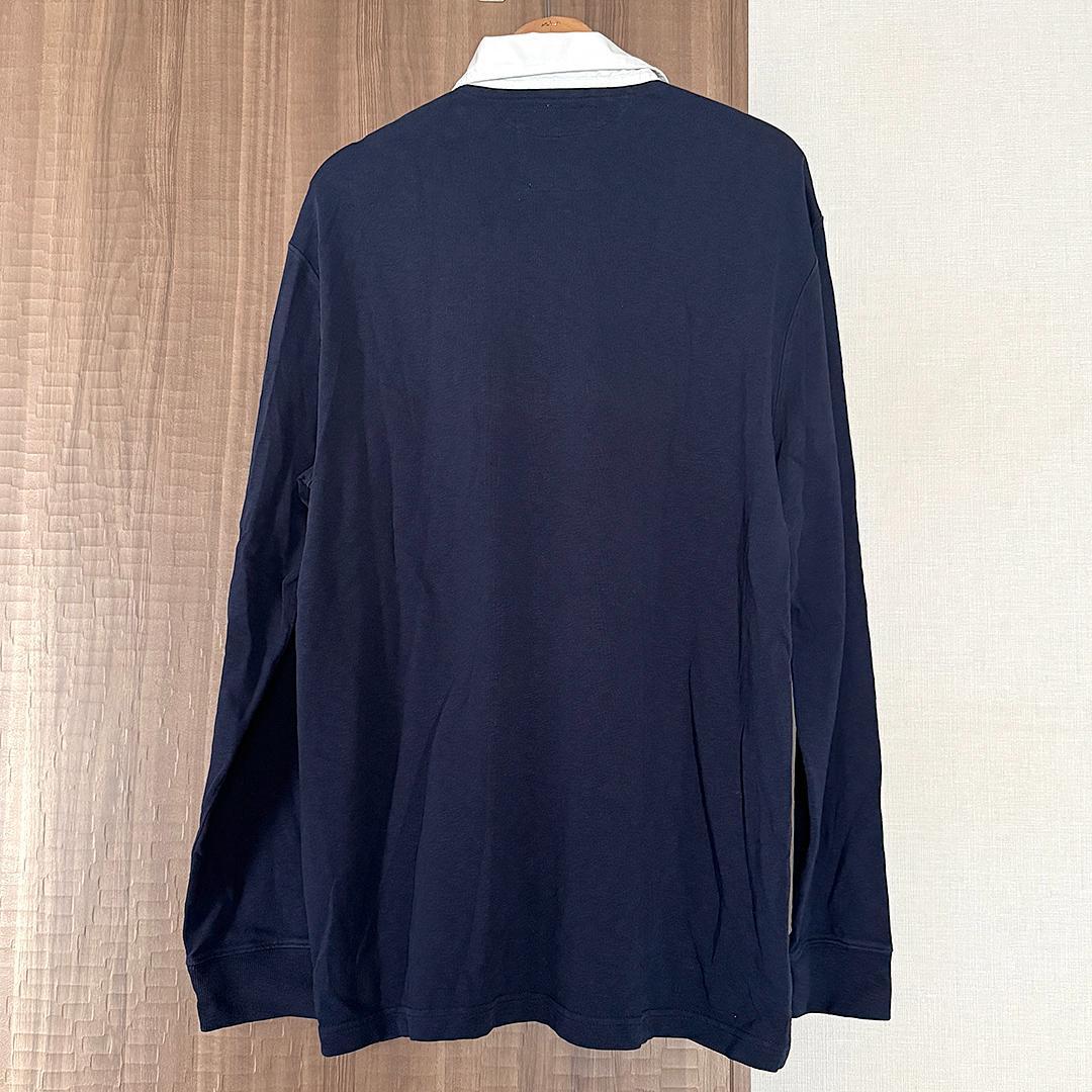 【現行タグなし未使用】ポロラルフローレン ラグビーシャツ 長袖 ネイビー L