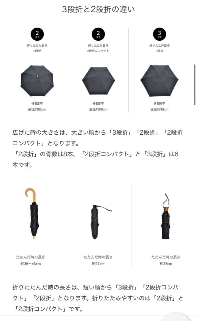 サンバリア100 折りたたみ日傘 2段折フリル / フロストグレー　木曲がり手元