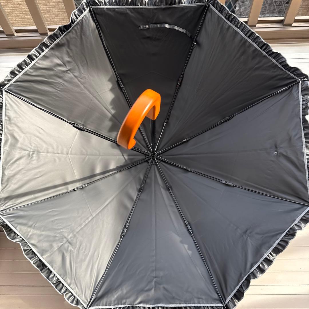 サンバリア100 折りたたみ日傘 2段折フリル / フロストグレー　木曲がり手元