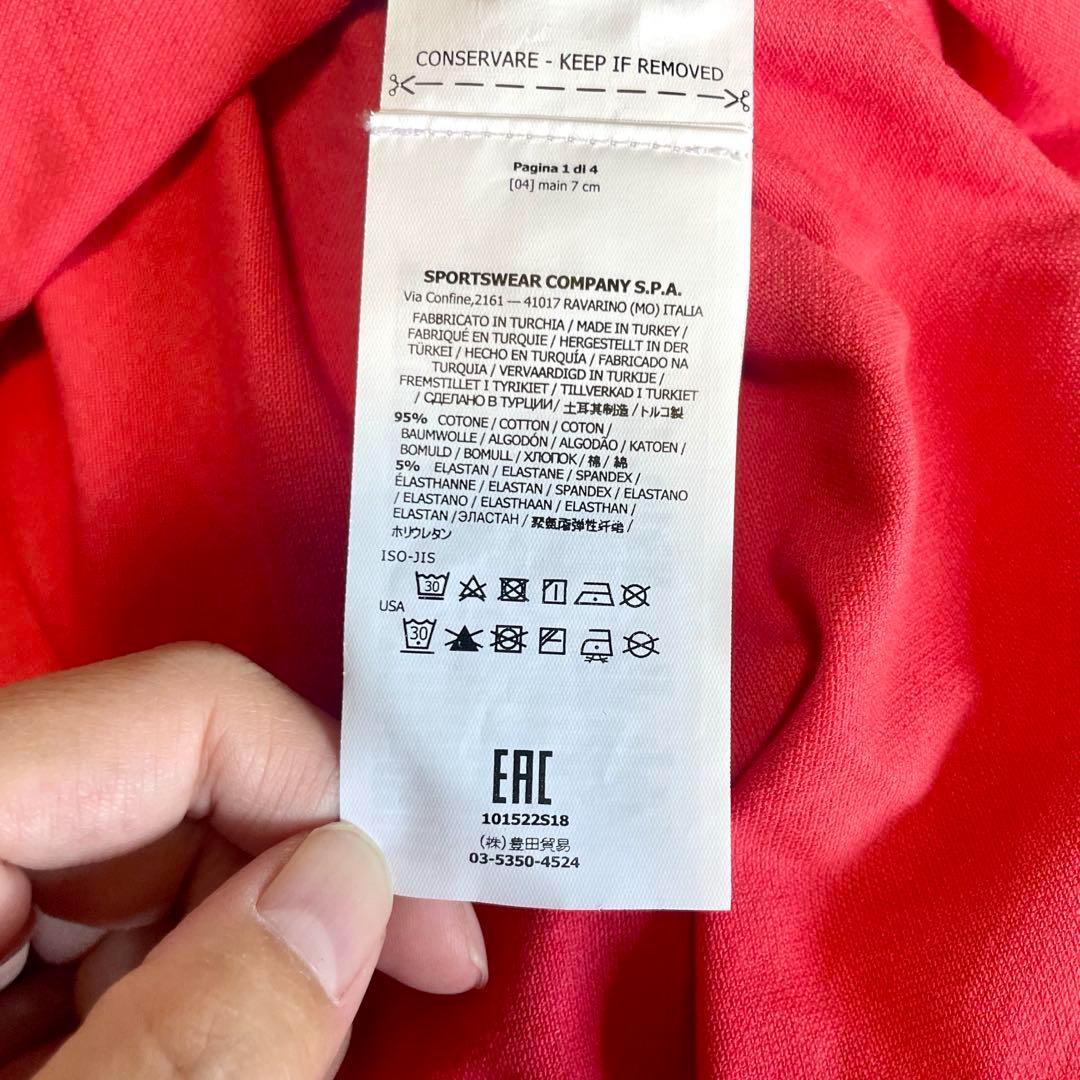 新品タグ付【ストーンアイランド】半袖 ポロシャツ ロゴマーク 赤 M コットン