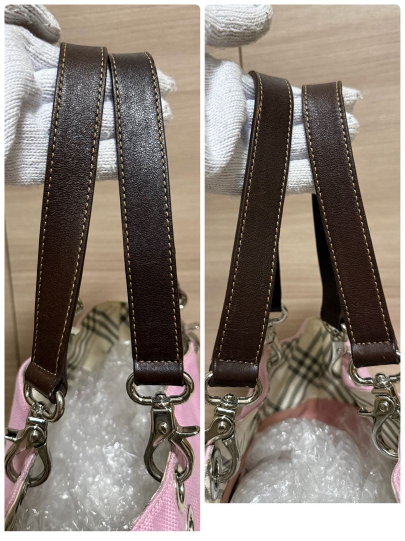 BURBERRY BLUE LABEL 2way トートバッグ ピンク チェック