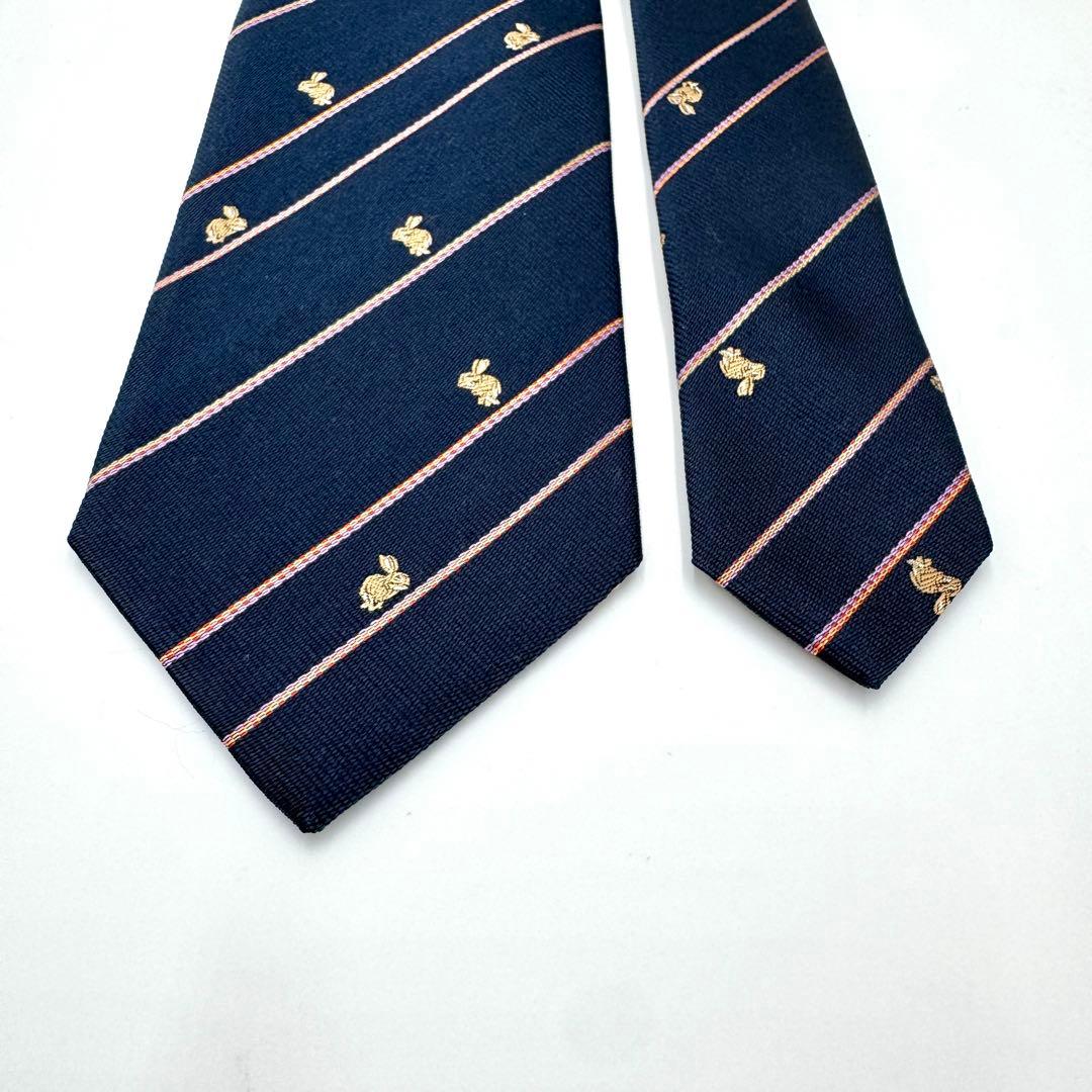 極美品 Paul Smith ネクタイ うさぎ 刺繍 マルチカラー ストライプ