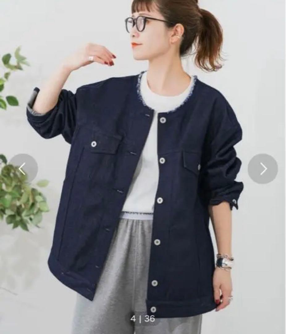 デニム　ノーカラージャケット/spick and span スピックアンドスパン