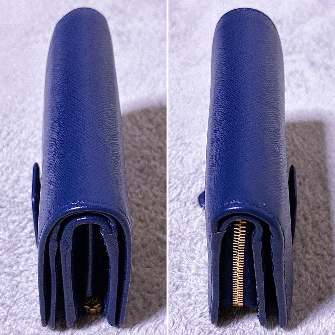 【未使用級】PRADA 折り財布 二つ折り 1ML018 サフィアーノ 青