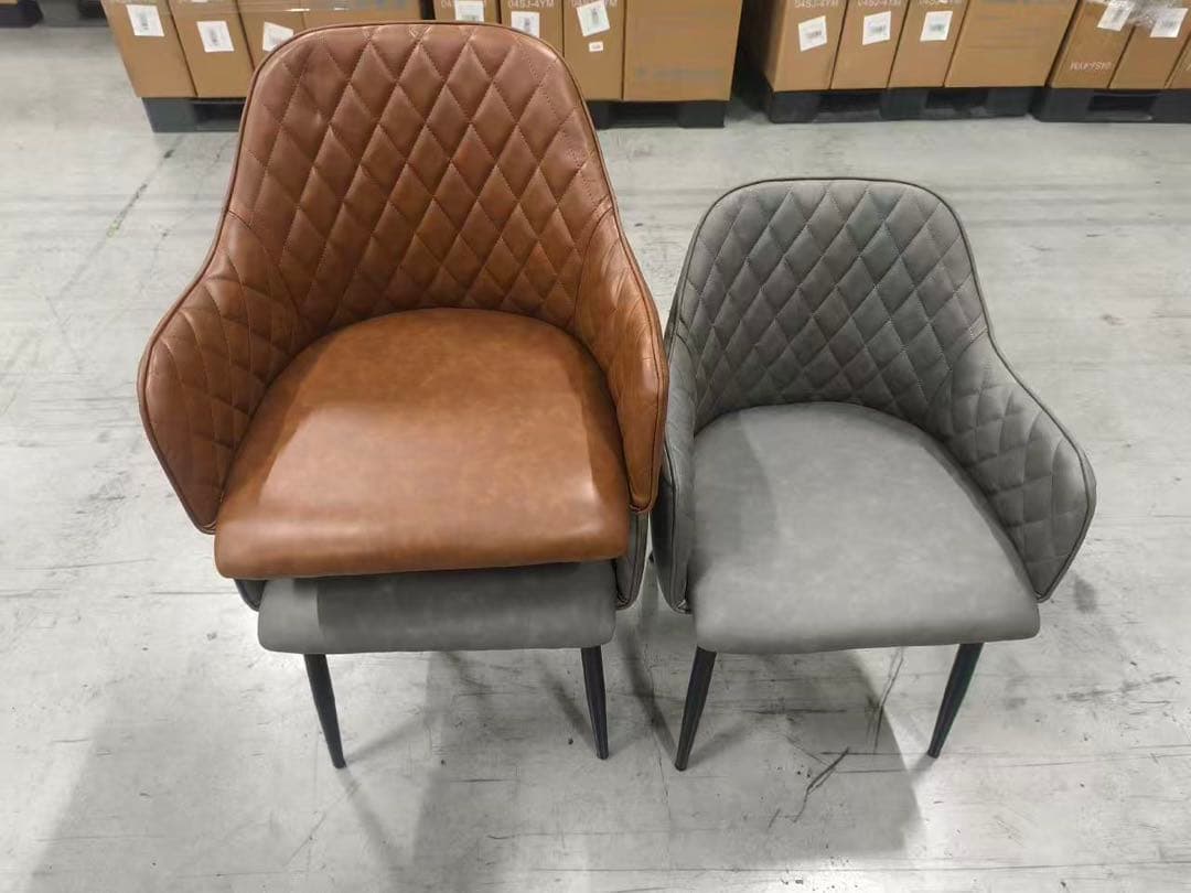 高級感レザーファブリックダイニングチェア2脚セットスチール脚北欧風おしゃれ