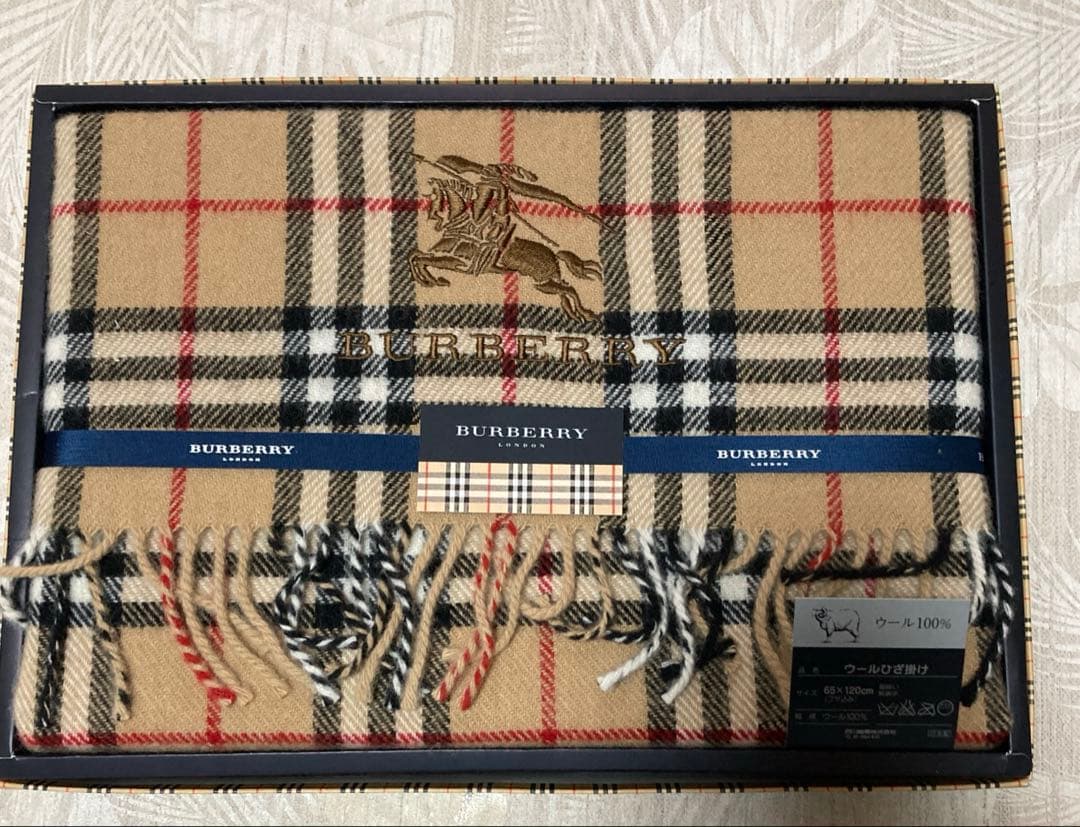 BURBERRY ロゴ刺繍 ウールひざ掛け ブランケット バーバリー　未使用