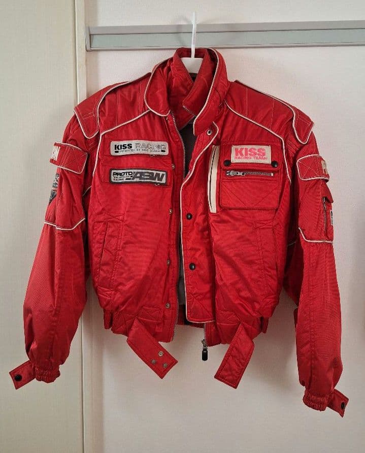 ヴィンテージ KISS RACING バイクジャケット レッドカラー