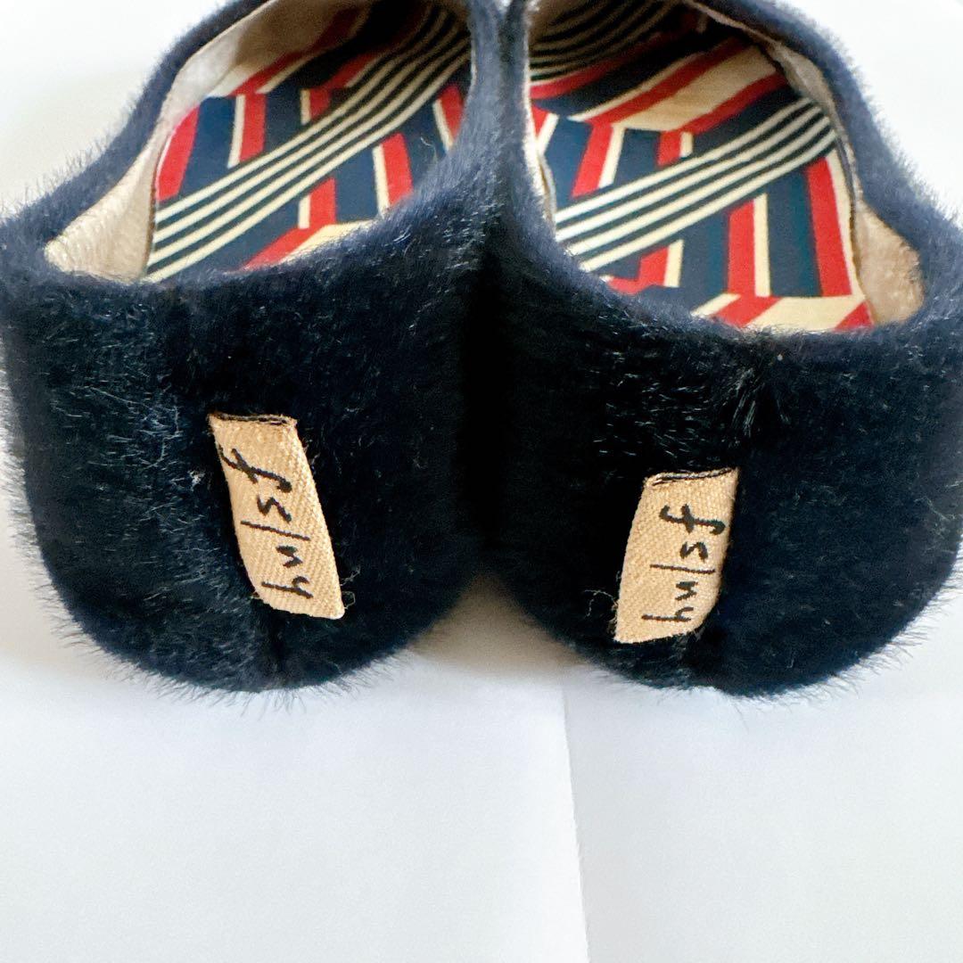 fs/ny バレエシューズ Sloop ネイビー　フェイクファー調