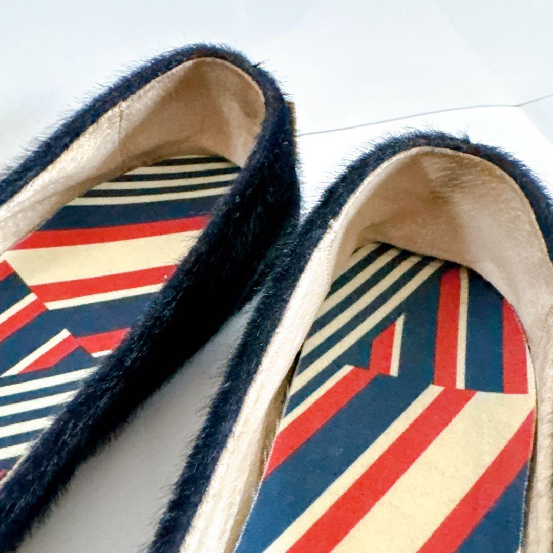 fs/ny バレエシューズ Sloop ネイビー　フェイクファー調