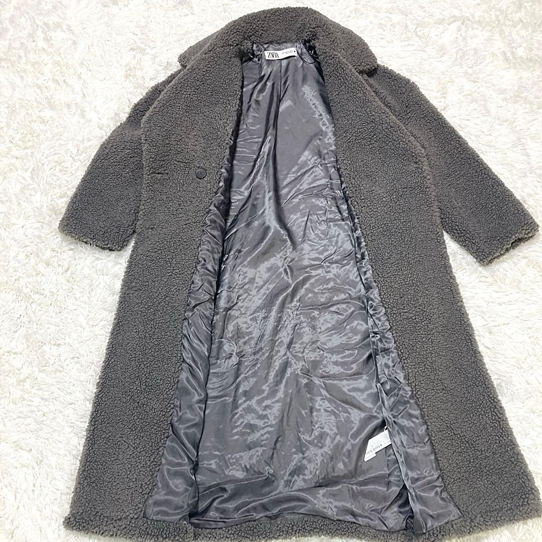 ☆完売☆ ZARA ダブルブレストフェイクボアコート　テディベアコート ロング