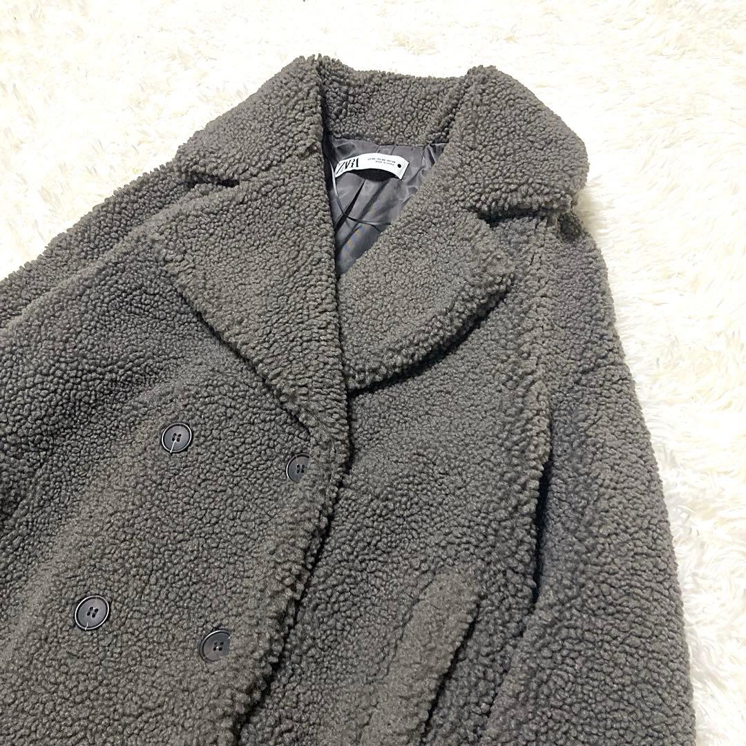 ☆完売☆ ZARA ダブルブレストフェイクボアコート　テディベアコート ロング