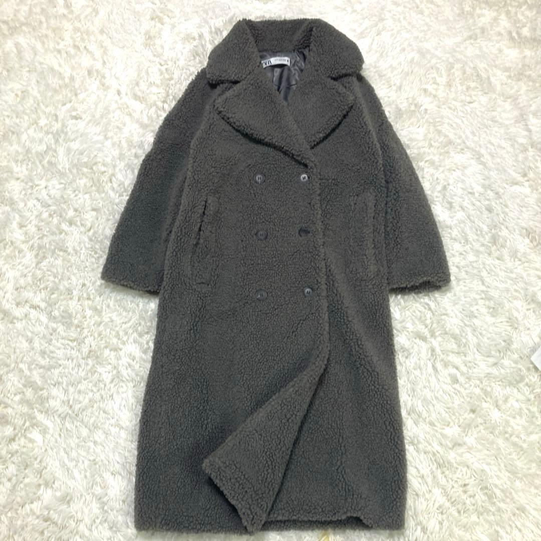 ☆完売☆ ZARA ダブルブレストフェイクボアコート　テディベアコート ロング