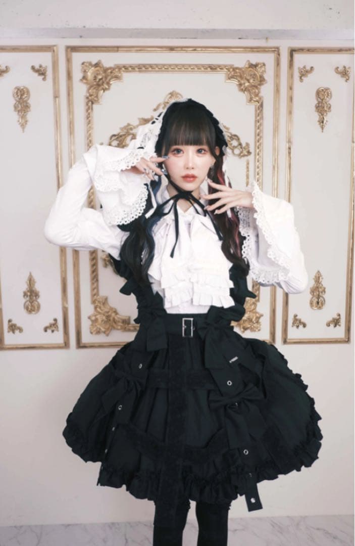 【HIDOLATRAL THEODOL】ローズレースクリノリンスカート ブラック