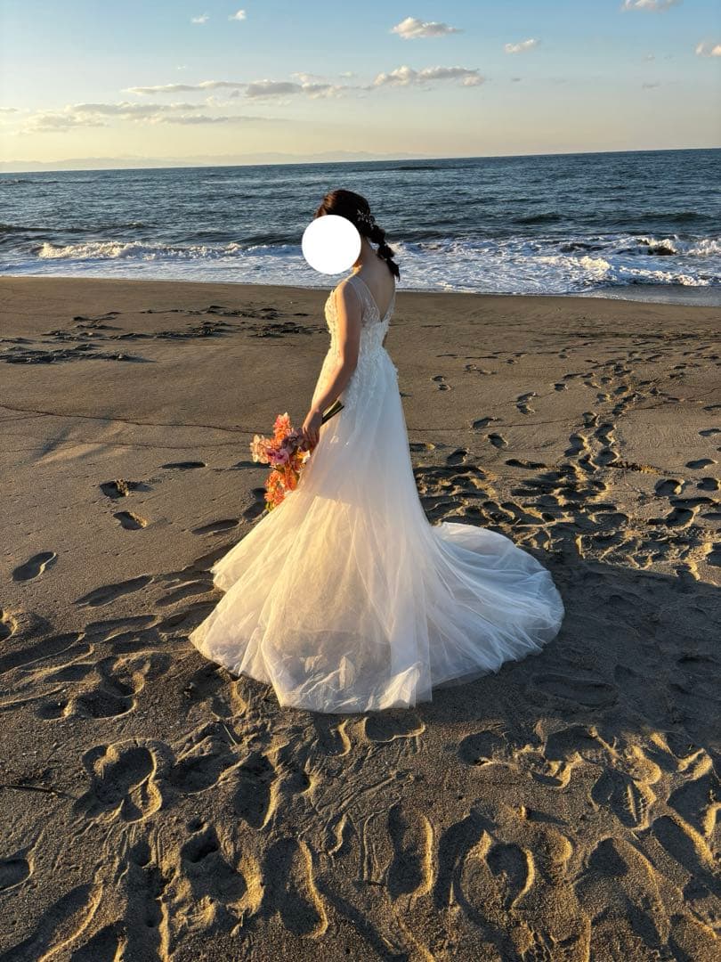 ドレスプロダクション　フラワーモチーフ刺繍レース Aラインドレス（W162）