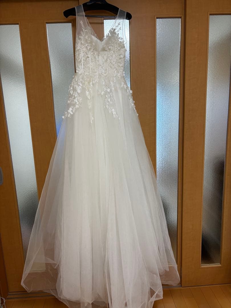 ドレスプロダクション　フラワーモチーフ刺繍レース Aラインドレス（W162）