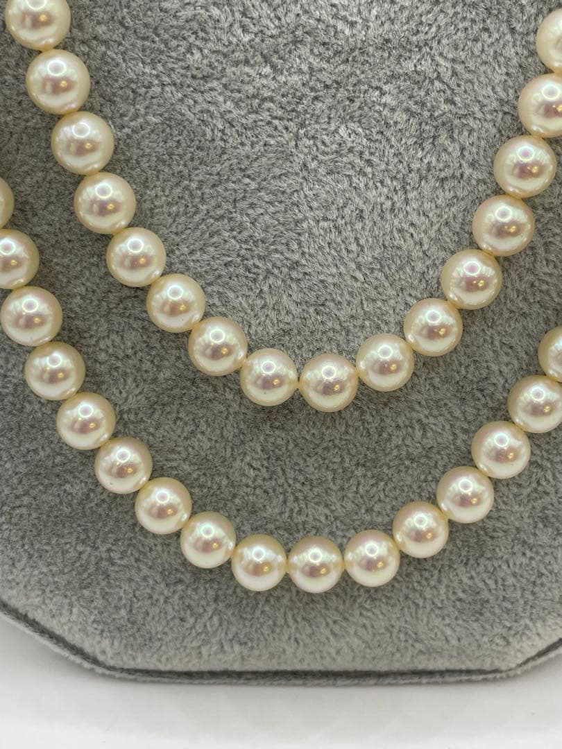 あこや真珠silverネックレス　2連　本真珠　パール　8mm