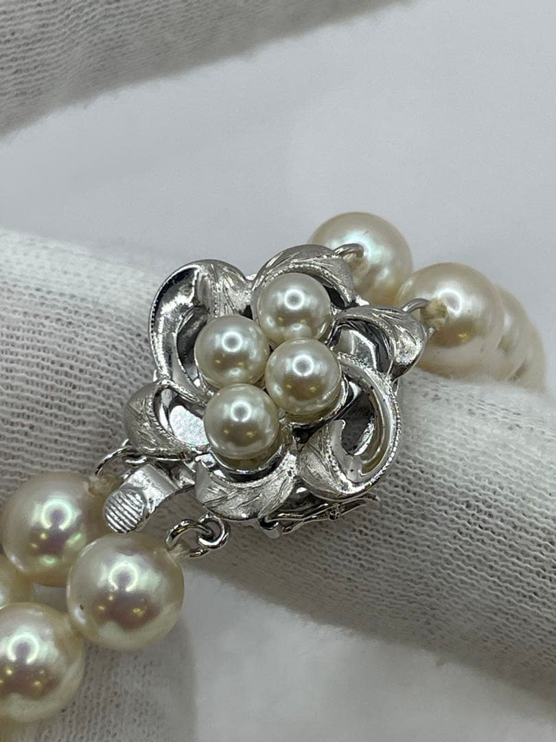 あこや真珠silverネックレス　2連　本真珠　パール　8mm