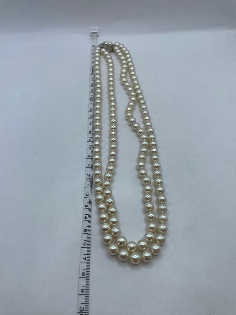 あこや真珠silverネックレス　2連　本真珠　パール　8mm