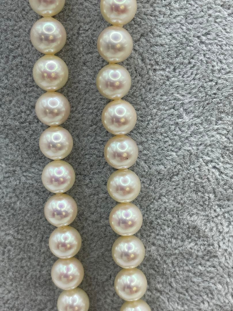 あこや真珠silverネックレス　2連　本真珠　パール　8mm