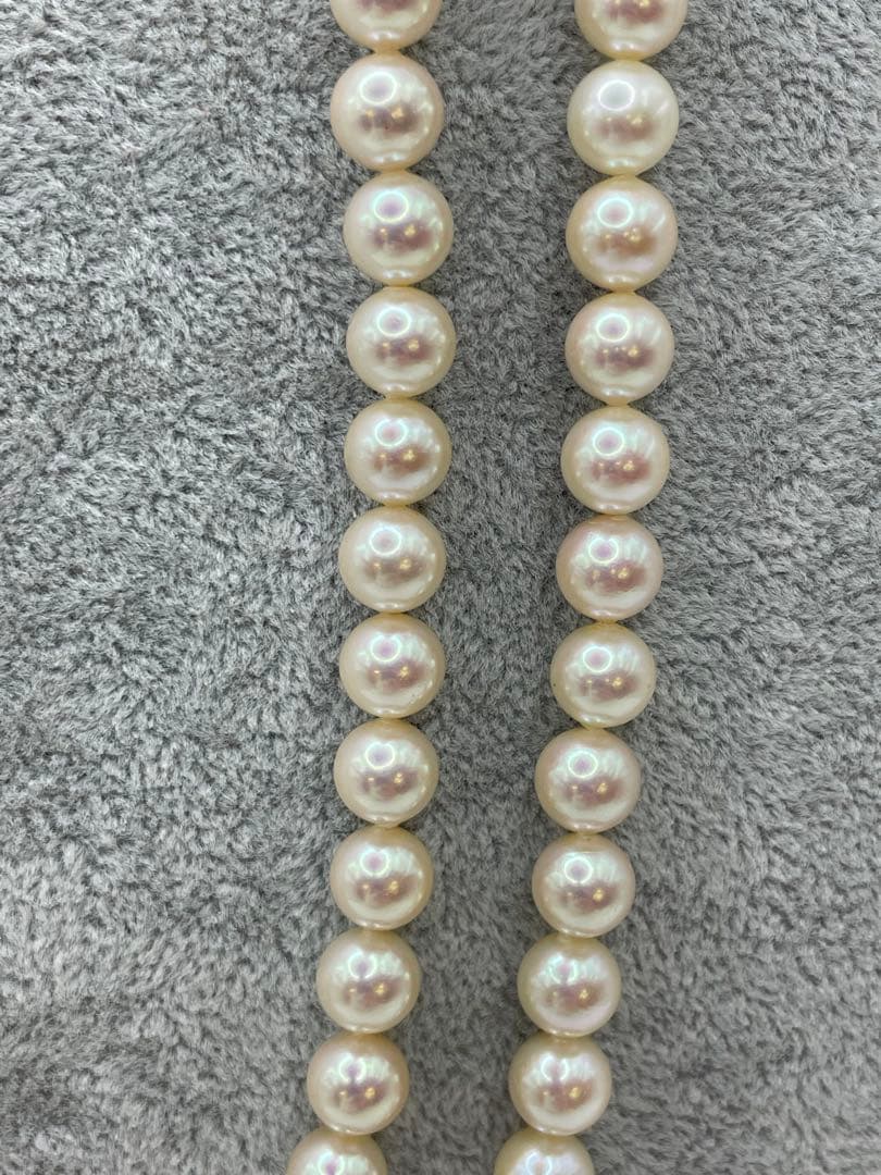 あこや真珠silverネックレス　2連　本真珠　パール　8mm