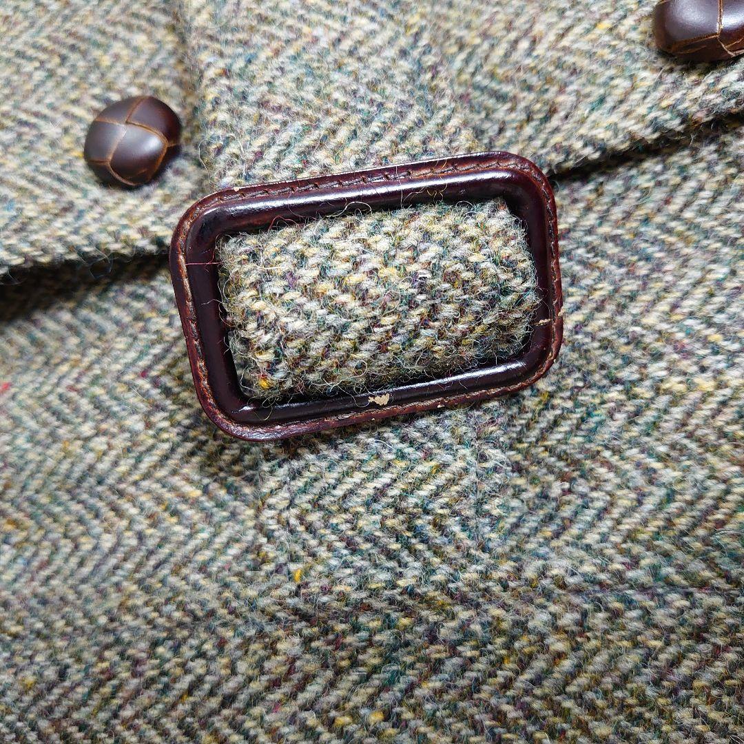 ハリスツイード テーラードジャケット ヘリンボーン くるみボタン 38