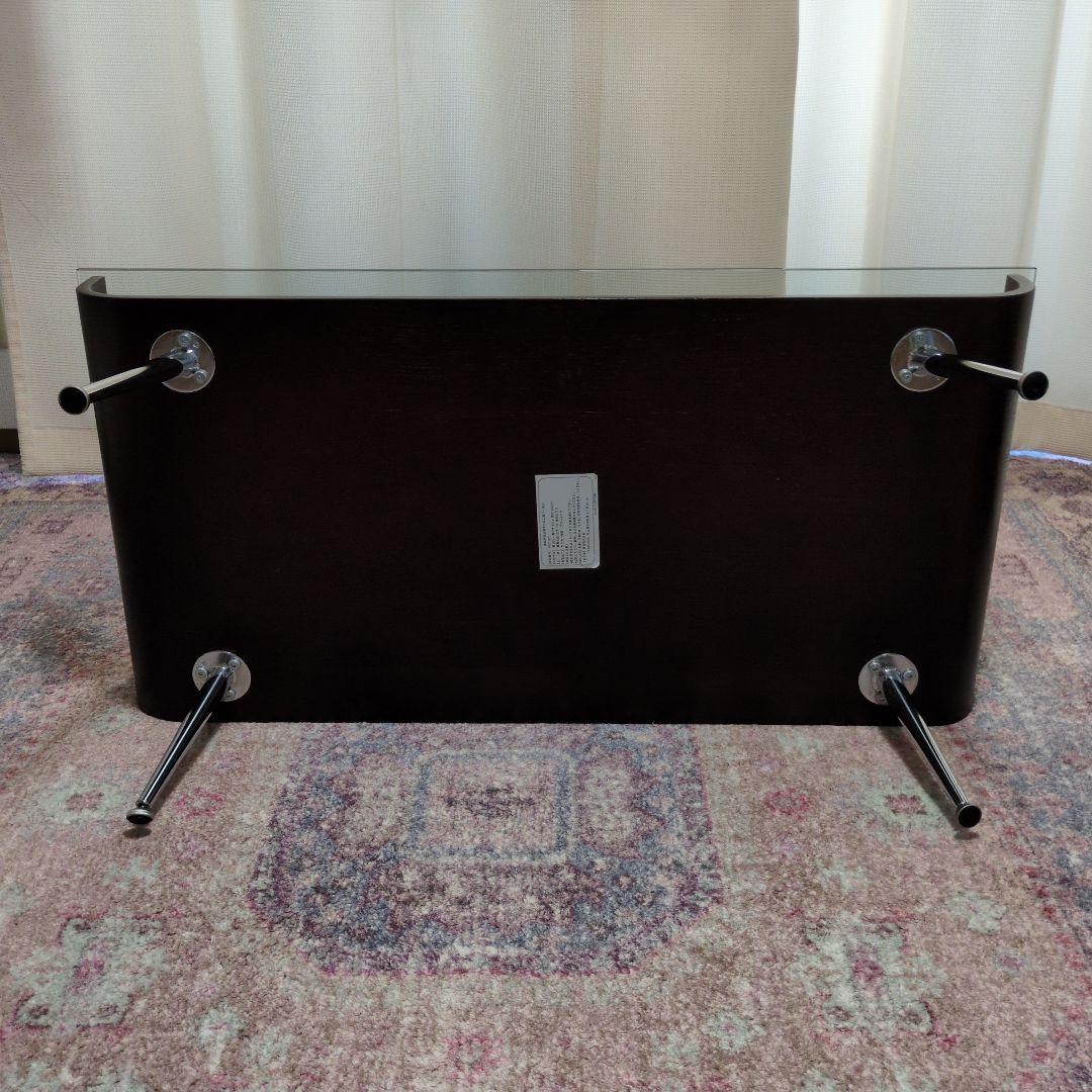 ダークブラウン ガラス天板 センターテーブル