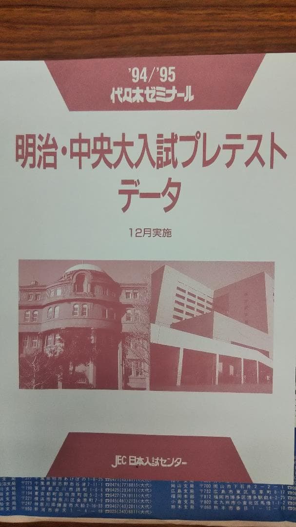 昔の代ゼミ模試　1994、5　明治・中央大入試プレテスト　文系科目一式