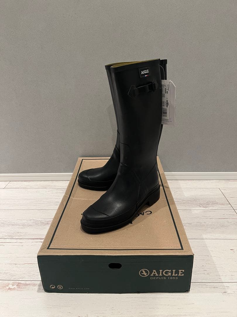 エーグル AIGLE メンズレインブーツ 25.5cm ブラック 新品箱あり