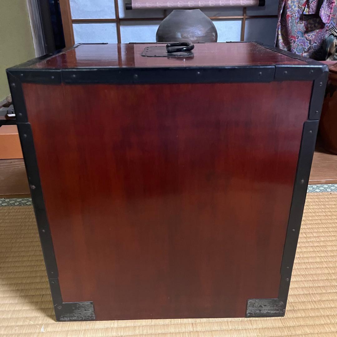 骨董 船箪笥 銭箱 引き出し 金具 鍵付 手提げ