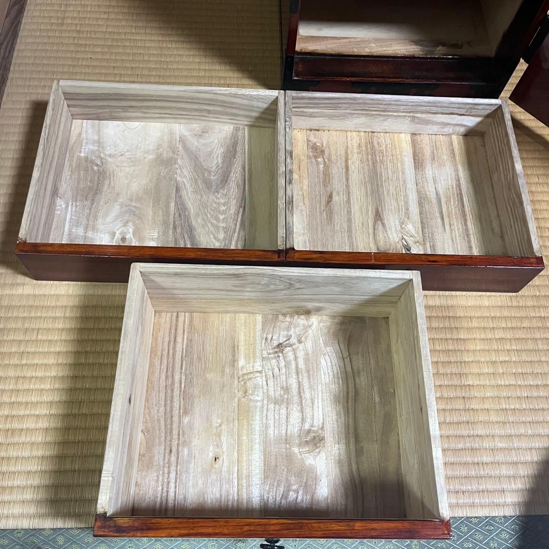骨董 船箪笥 銭箱 引き出し 金具 鍵付 手提げ