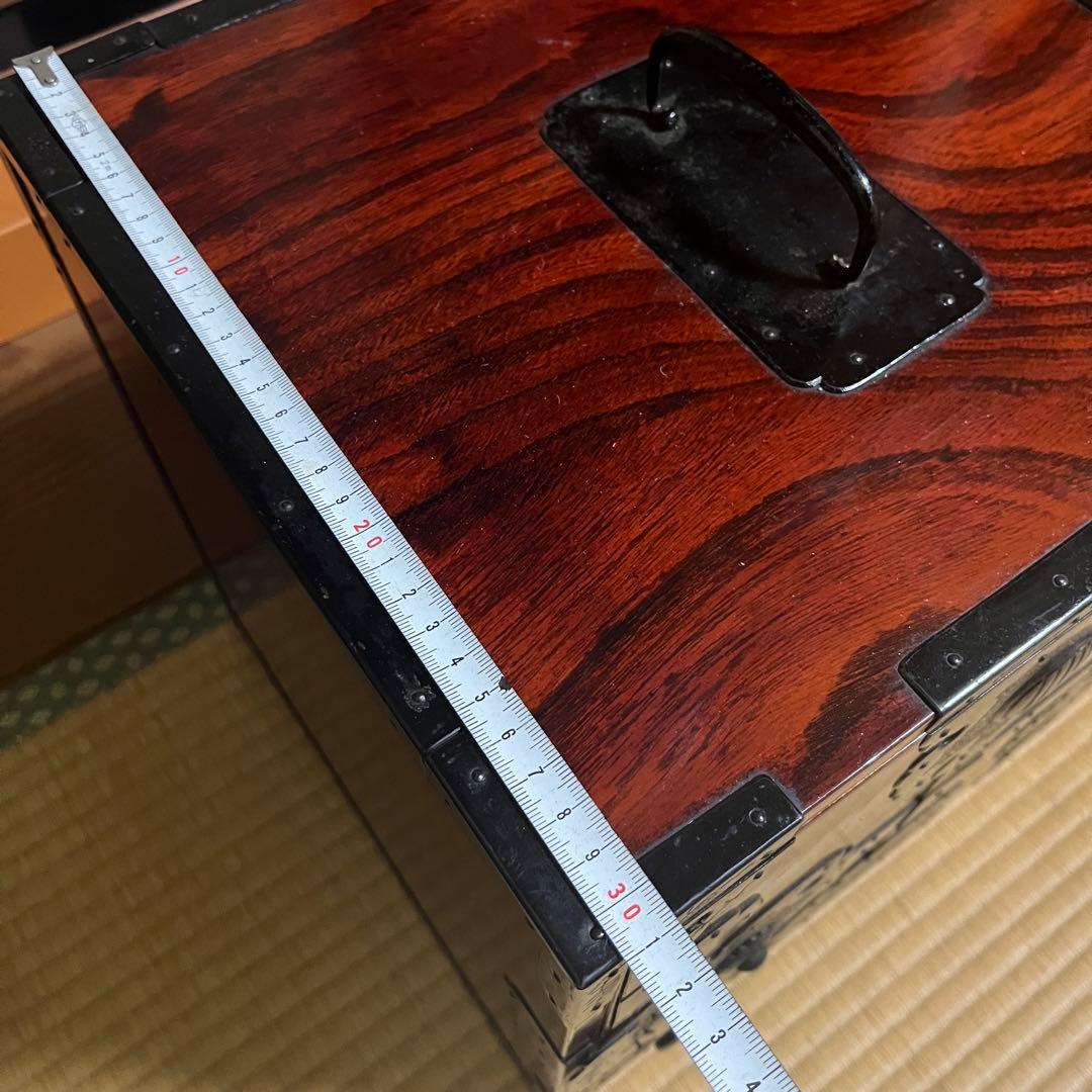 骨董 船箪笥 銭箱 引き出し 金具 鍵付 手提げ