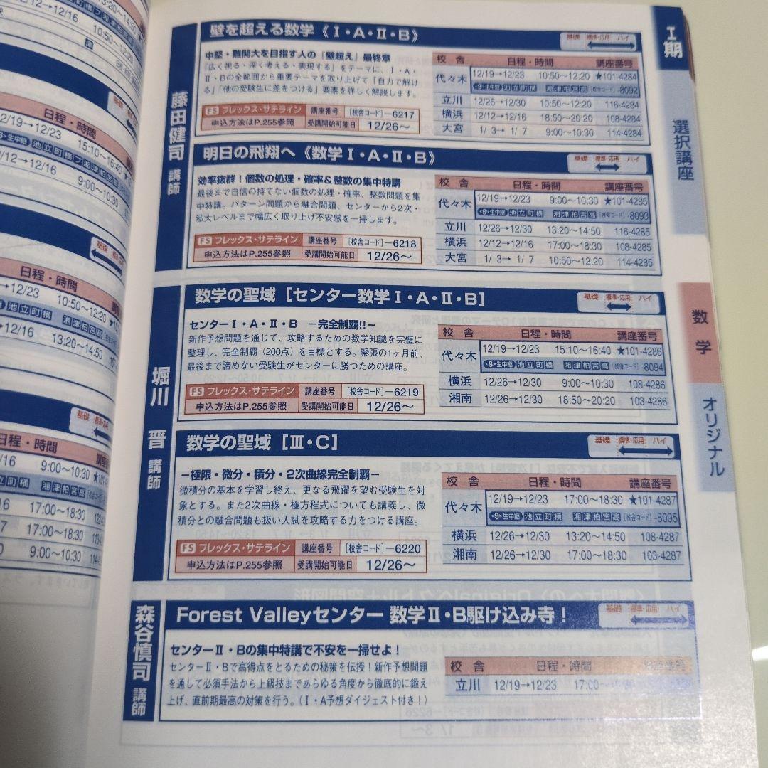 代々木ゼミナール代ゼミ冬期直前講習会パンフレット富田一彦仲本浩喜吉野敬介送料込み