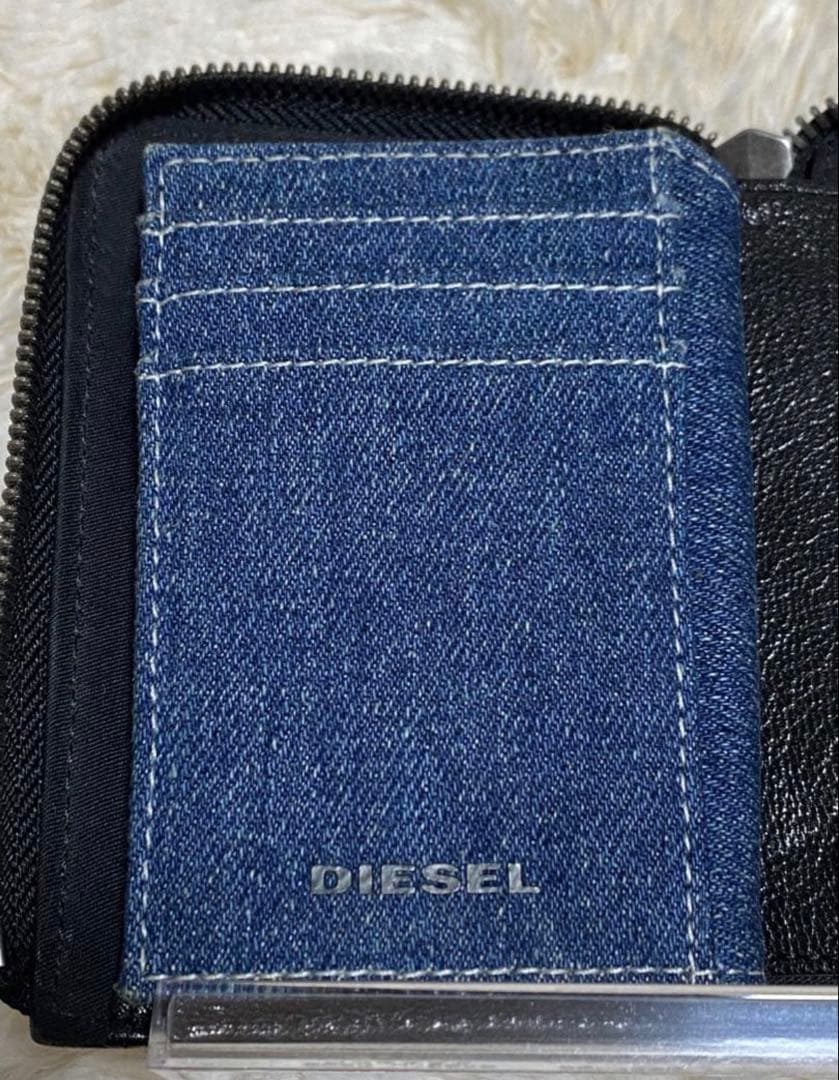 【良品】DIESEL コンパクト　財布　メタリックロゴ ブラック 2つ折財布