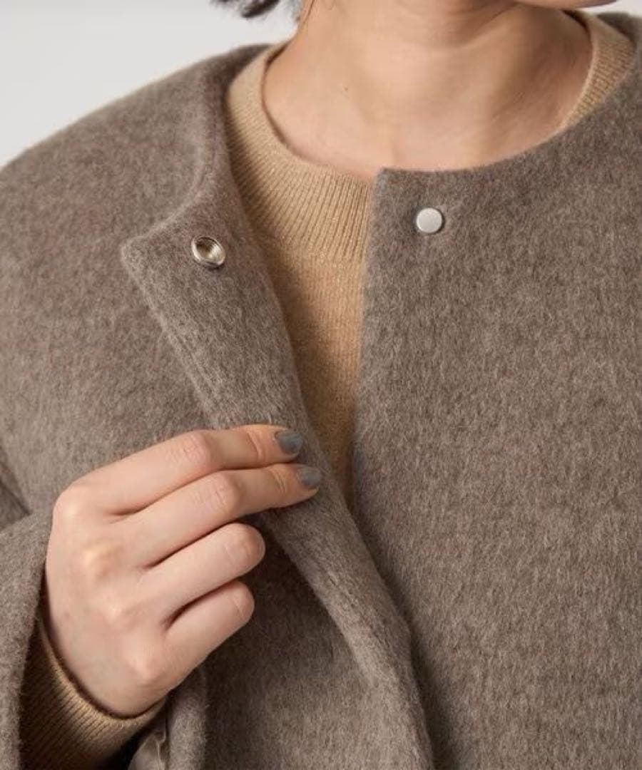 【新品】green label アンゴラビーバー ノーカラー ミドル コート