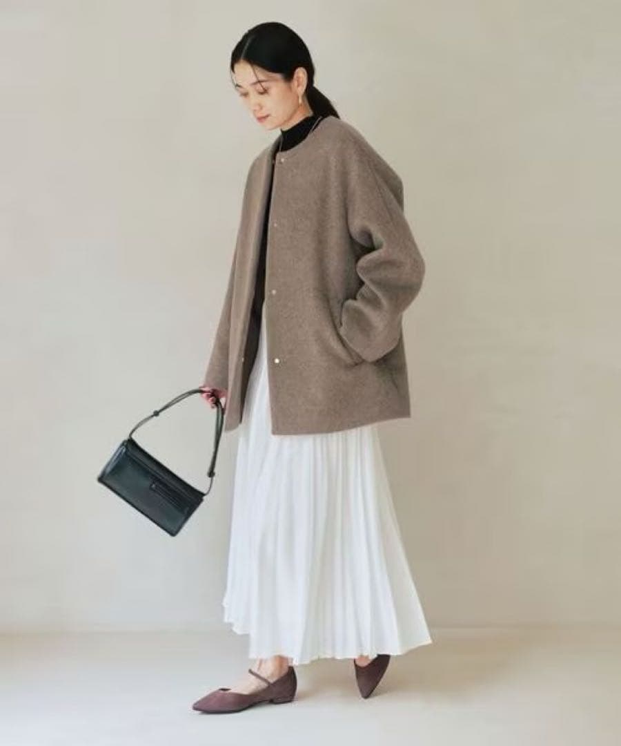 【新品】green label アンゴラビーバー ノーカラー ミドル コート