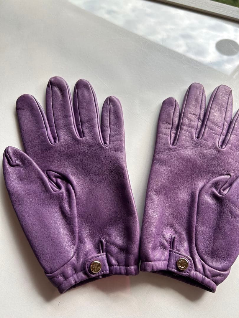 セリーヌ　ラムレザー　手袋　パープル　美品