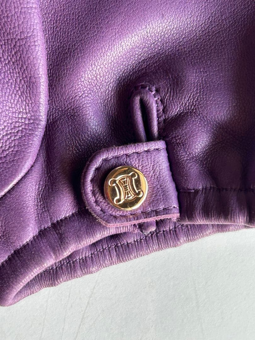 セリーヌ　ラムレザー　手袋　パープル　美品