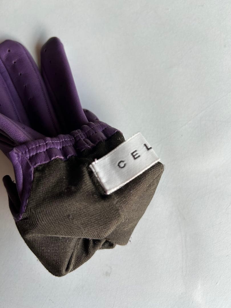 セリーヌ　ラムレザー　手袋　パープル　美品