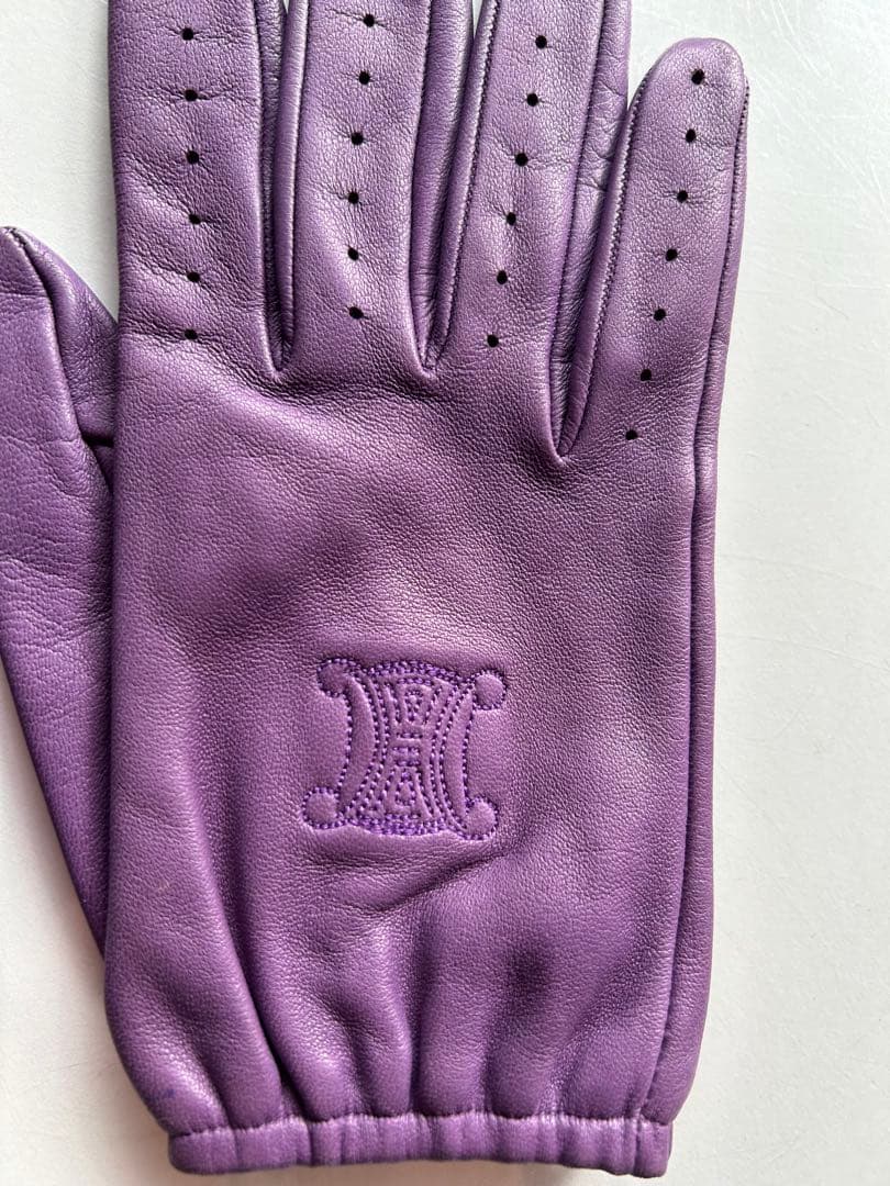 セリーヌ　ラムレザー　手袋　パープル　美品