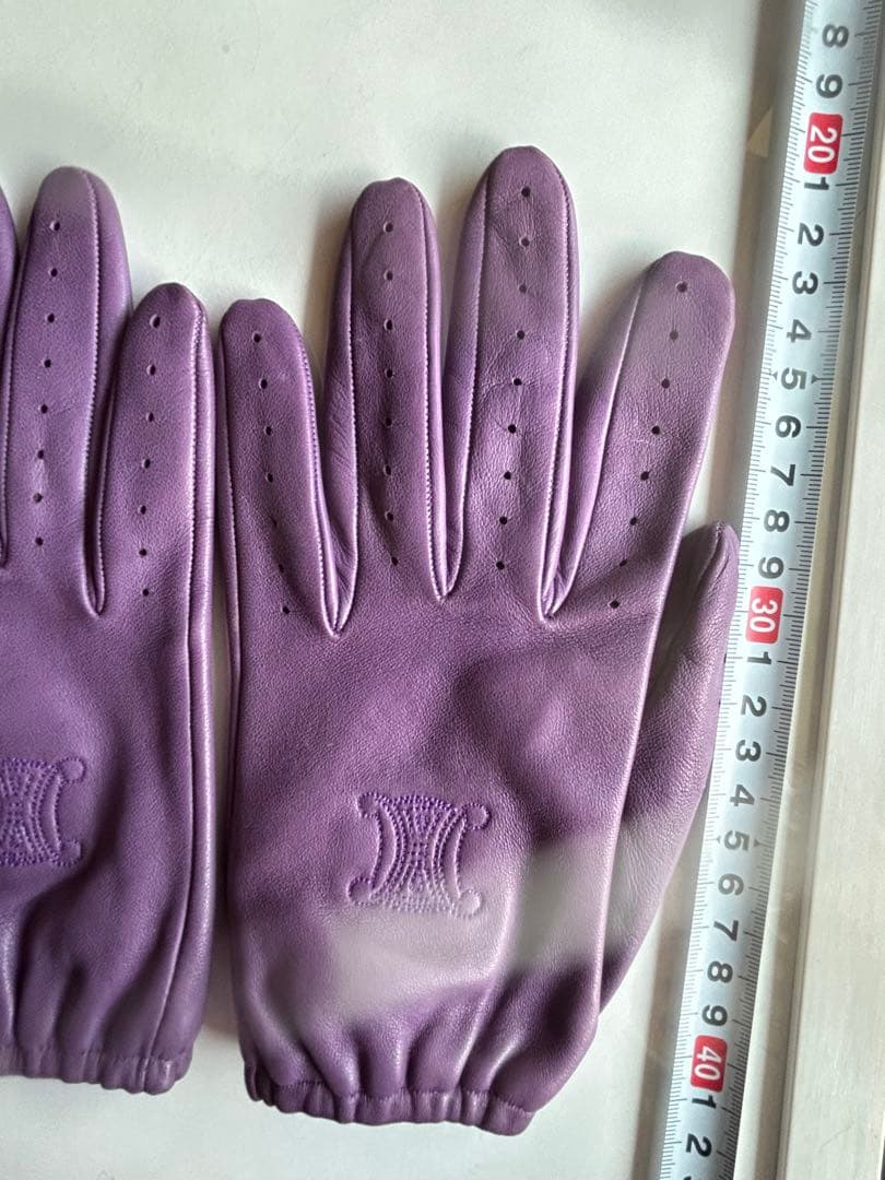 セリーヌ　ラムレザー　手袋　パープル　美品