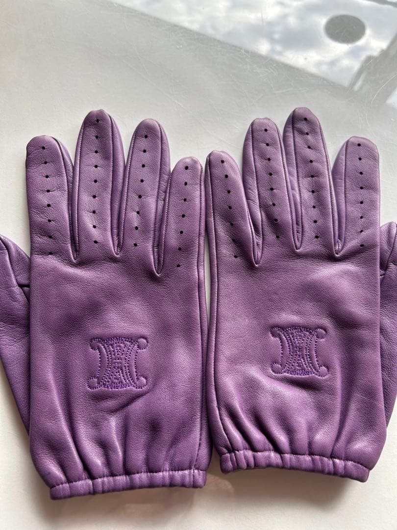 セリーヌ　ラムレザー　手袋　パープル　美品