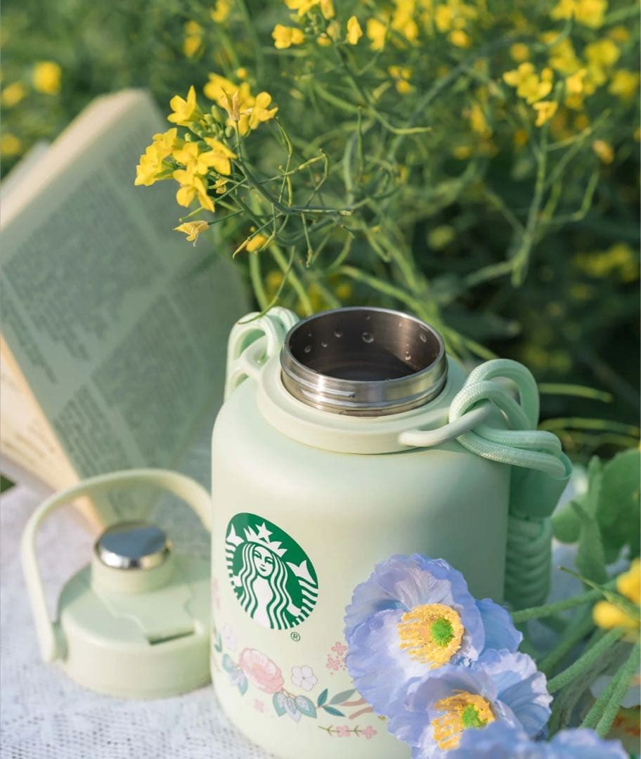 中国スターバックス　オンライン限定ステンレスボトル　ストラップ付き　スプリング