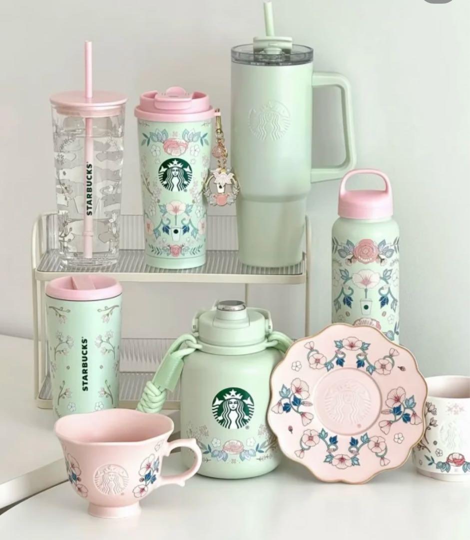 中国スターバックス　オンライン限定ステンレスボトル　ストラップ付き　スプリング