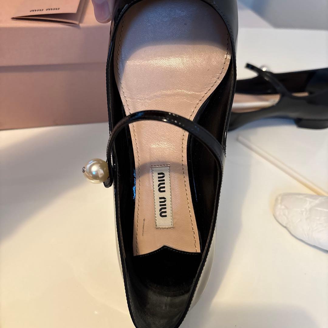 ミュウミュウ　定価100000黒 マリーヌスタイル フラットシューズ 36